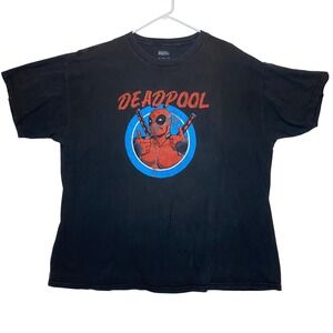Marvel Deadpool T-Shirt Graphic Print‎ Black Mens Size 2XL Comic Book Tee